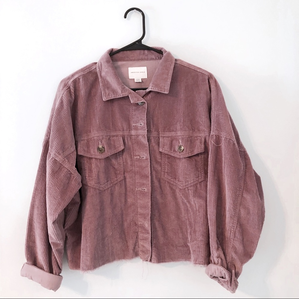 AEO corduroy dusty pink color bottom up shirt